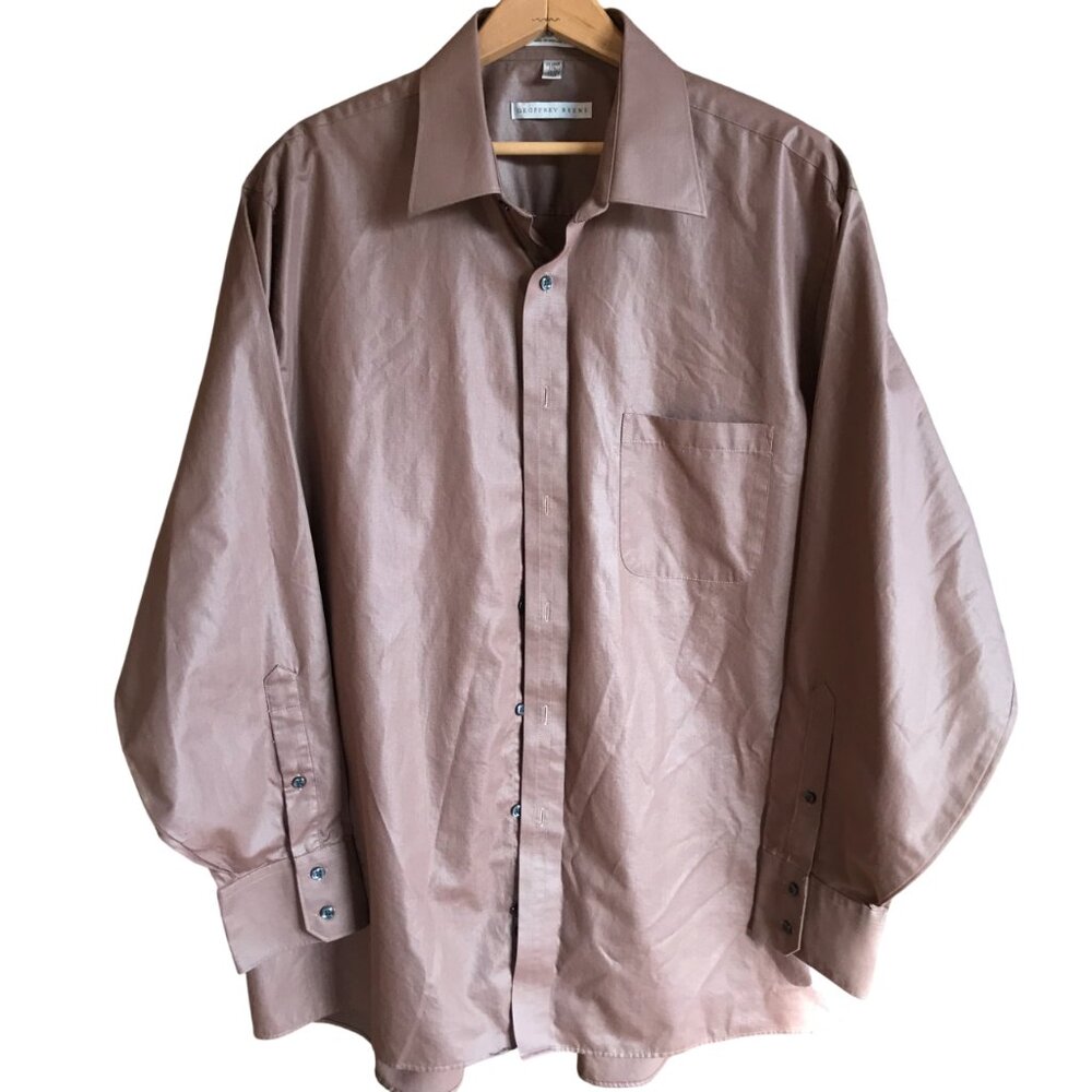 Geoffrey Beene Long-Sleeved Wrinkle Free Shirt Shiny Chocolate Brown Men's XL